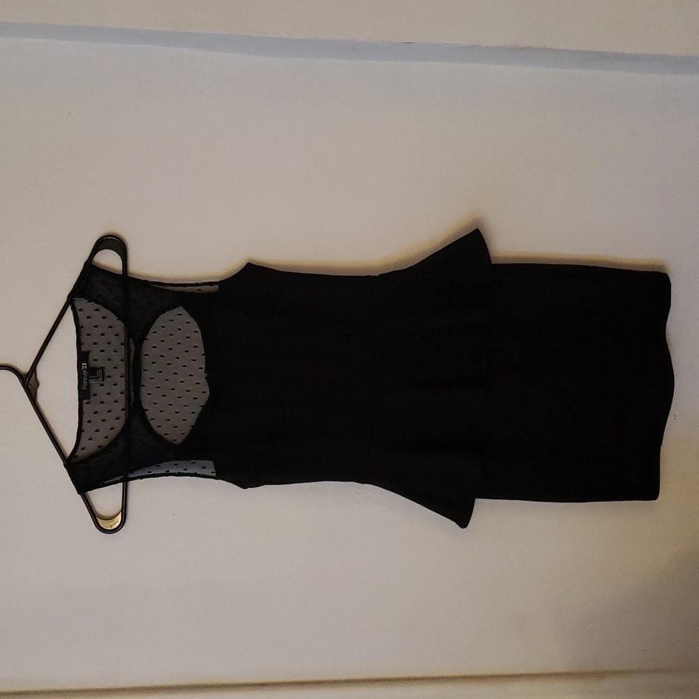 Forever 21 | Black Vintage-Inspired Peplum Sleeveless Dress | (S)
